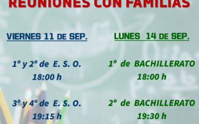 Horario Reunión con Familias ESO y Bachillerato