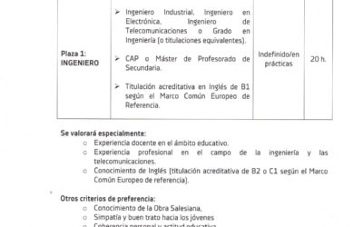 Convocatoria Plaza Maestro Educación Ingeniería